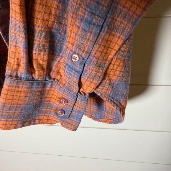 Kuhlman Flannel Button Up Long Sleeve Orange & Gray/Blue Plaid Fall Sz 40 - Picture 6 of 8